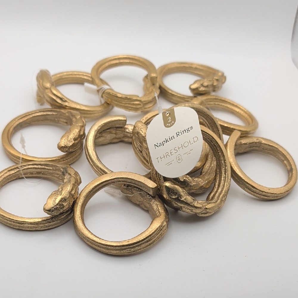 Threshold Gold Snake Napkin Ring Set 12 Total